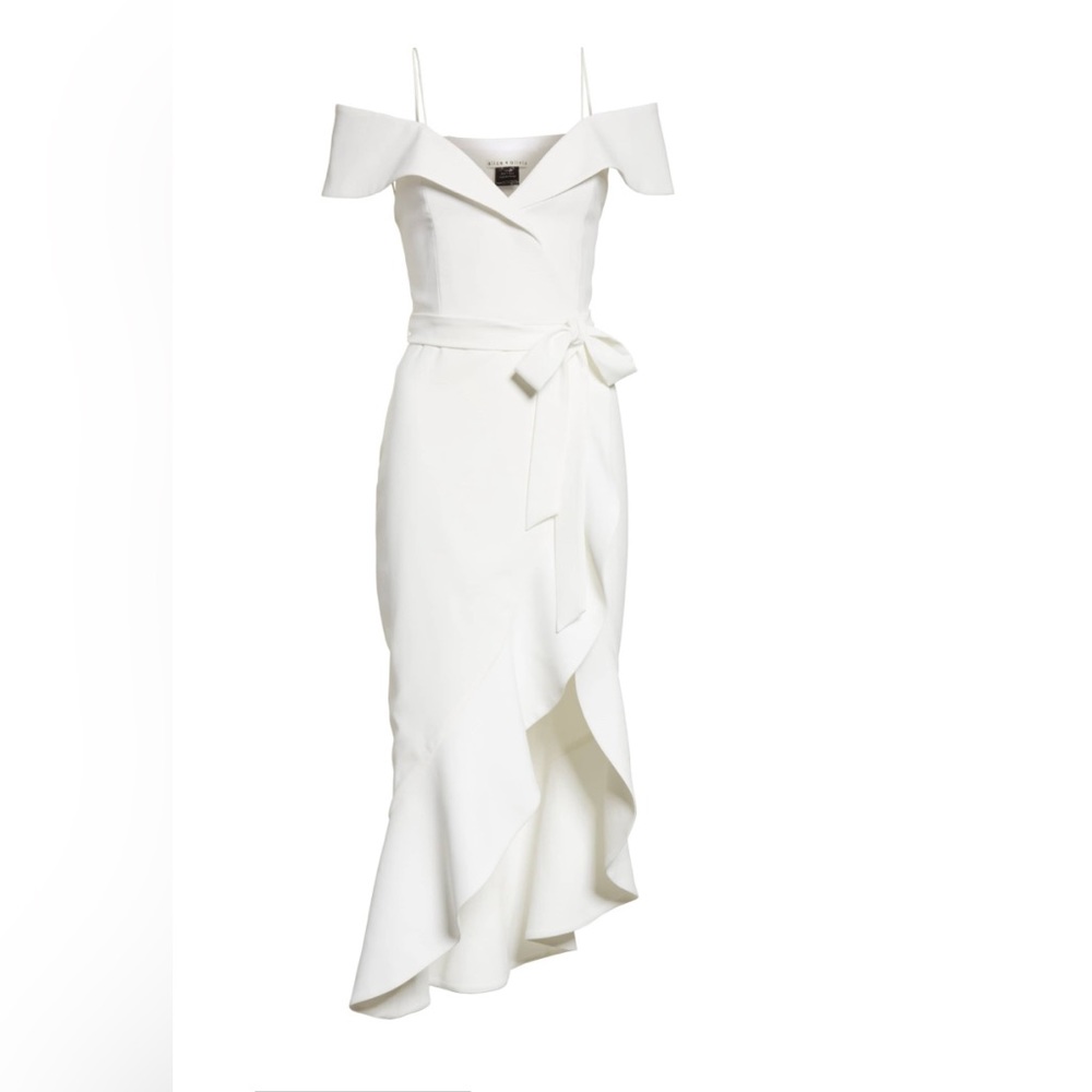 Alice + Olivia Josie Off The Shoulder Ruffle Wrap Dress - size 6